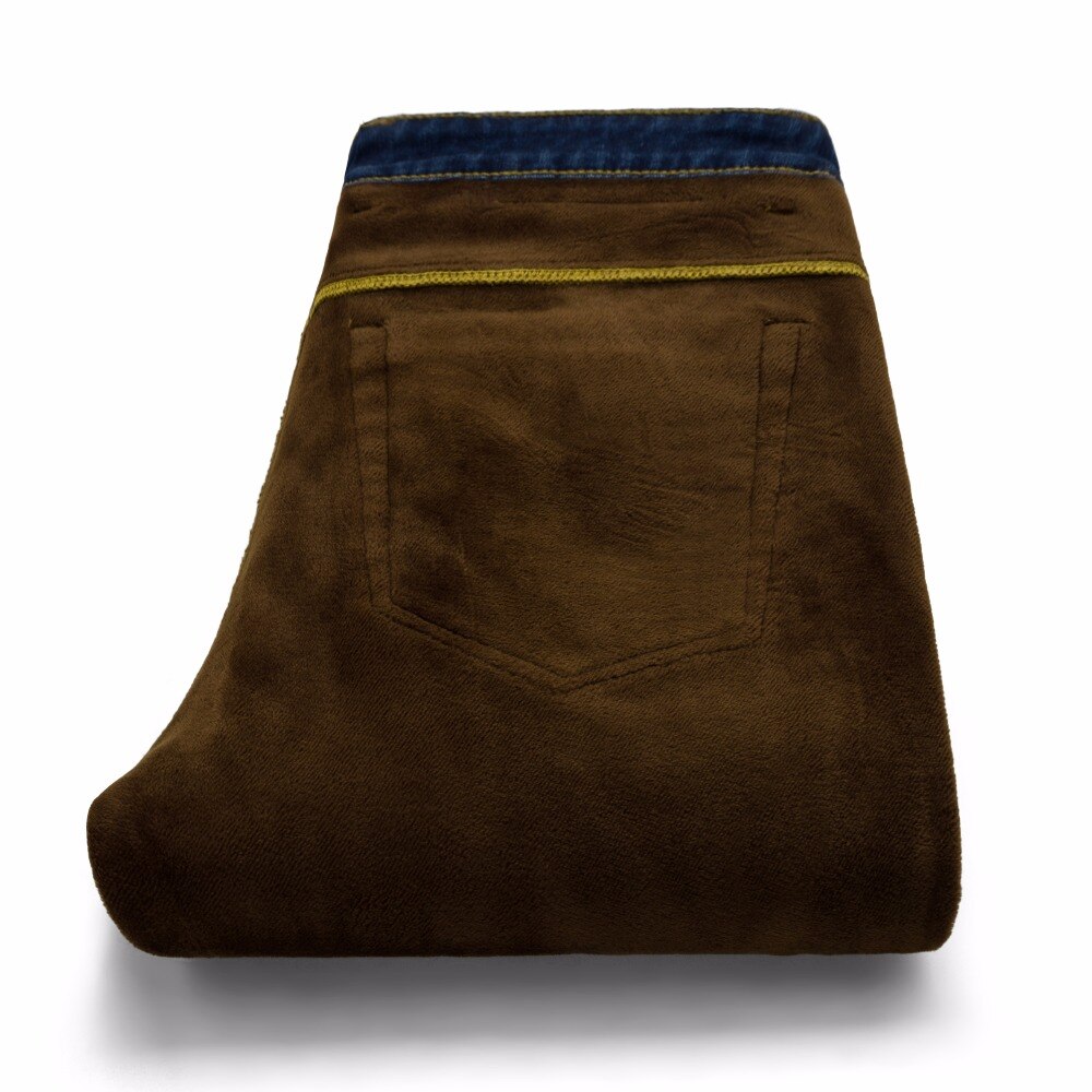 Mænd vinterjeans mænd sort/blå slim fit stretch tykke fløjlsbukser varme jeans afslappede fleecebukser herre plus størrelse 40