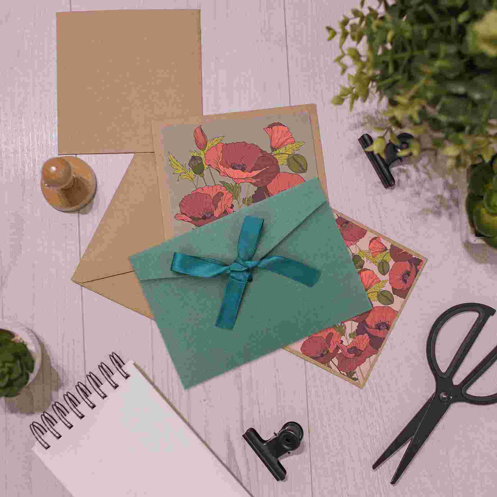 8pcs Bowknots Paper Envelope Pearlescent Postcards Envelops Cards Packing Envelope