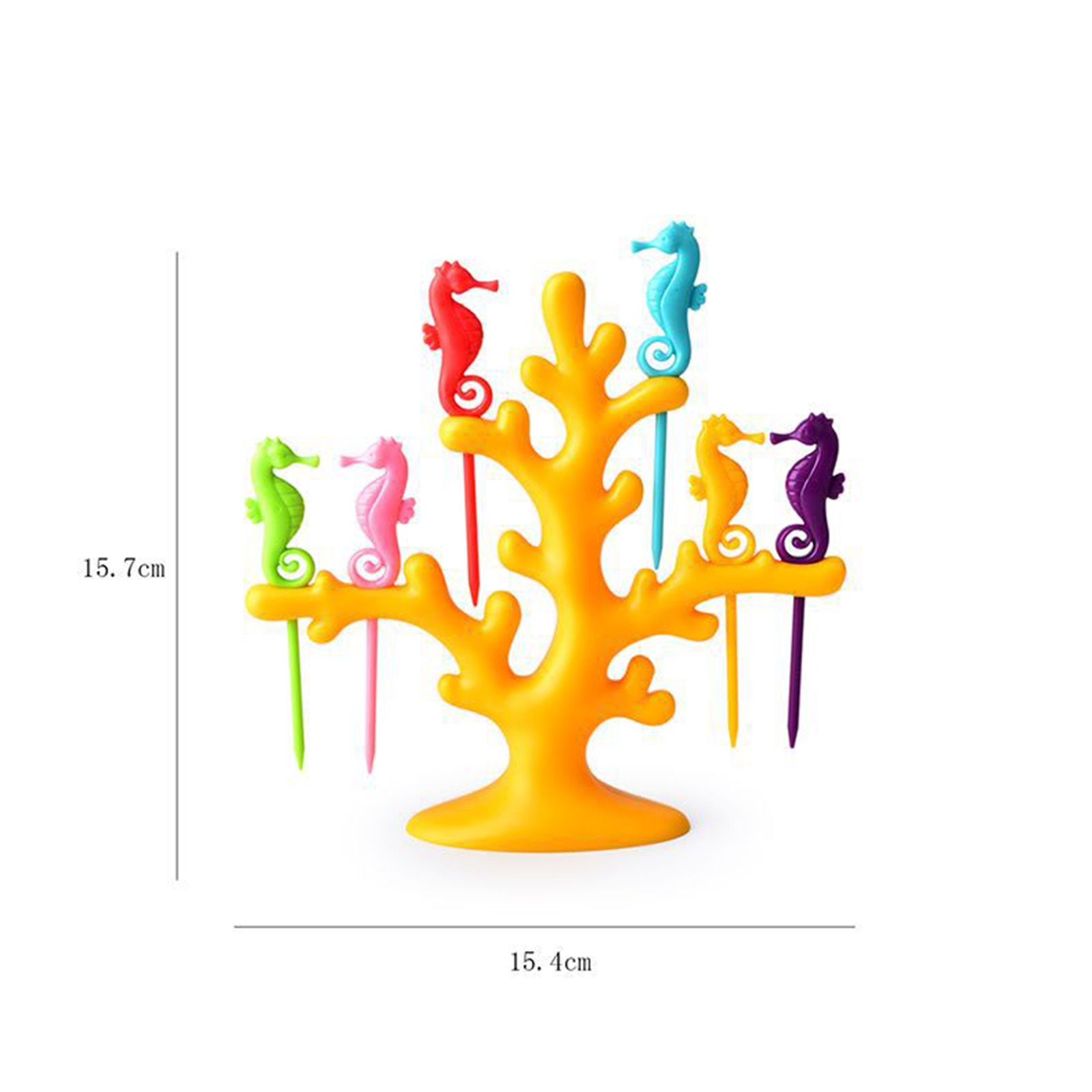 ABS Plastic Household Plastic Fruit Stick Set Coral Folk Rack Hippocampus Shape Sticks for Desserts Snacks Cake