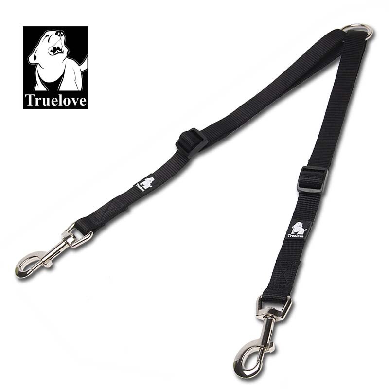 Truelove Hondenriem Dubbele Riemen Running Walking Pet Nylon Verstelbare Leashs Trainer Honden Voor Twee Hond Medium Kleine Grote Honden: black / M 40-60cm Length