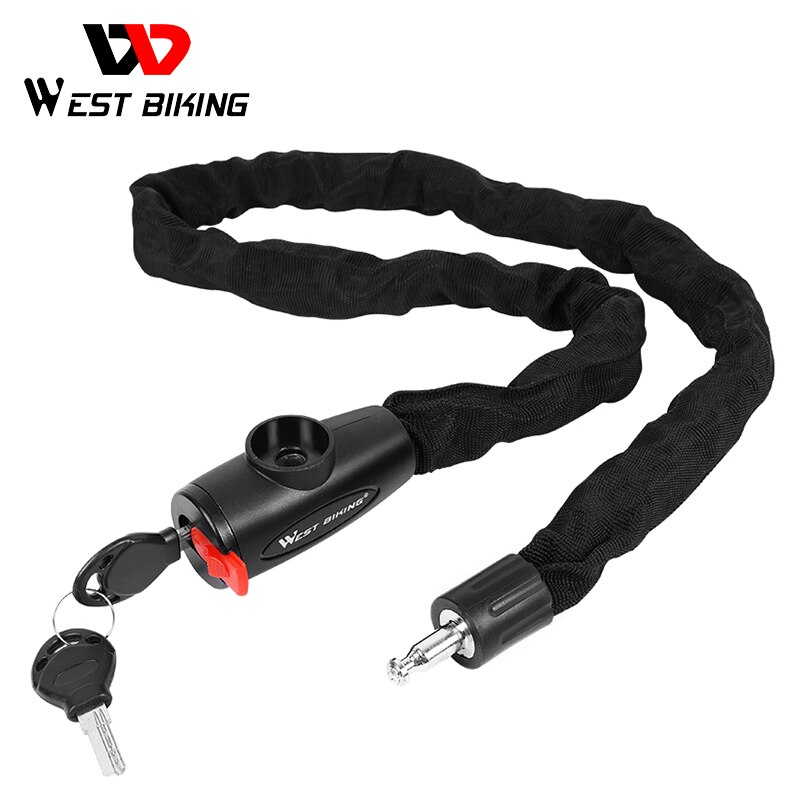 WEST BIKING Bicycle Lock MTB Road Bike Safety Anti-theft Chain Lock with 2 Keys Outdoor Cycling Bicycle Accessories Bike Lock