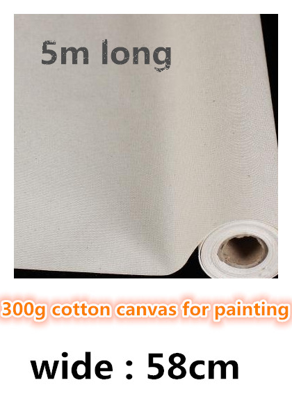 58cm blanke 300g bomulds malerlærredsrulle til elevpraksis