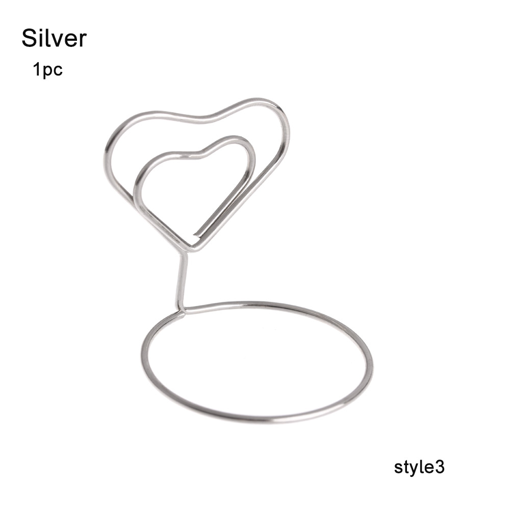 Wedding Desktop Decoration Table Numbers Holder Metal Picture Cards Display Stand Photos Clips Romantic Menu Memo Clips: Silver3