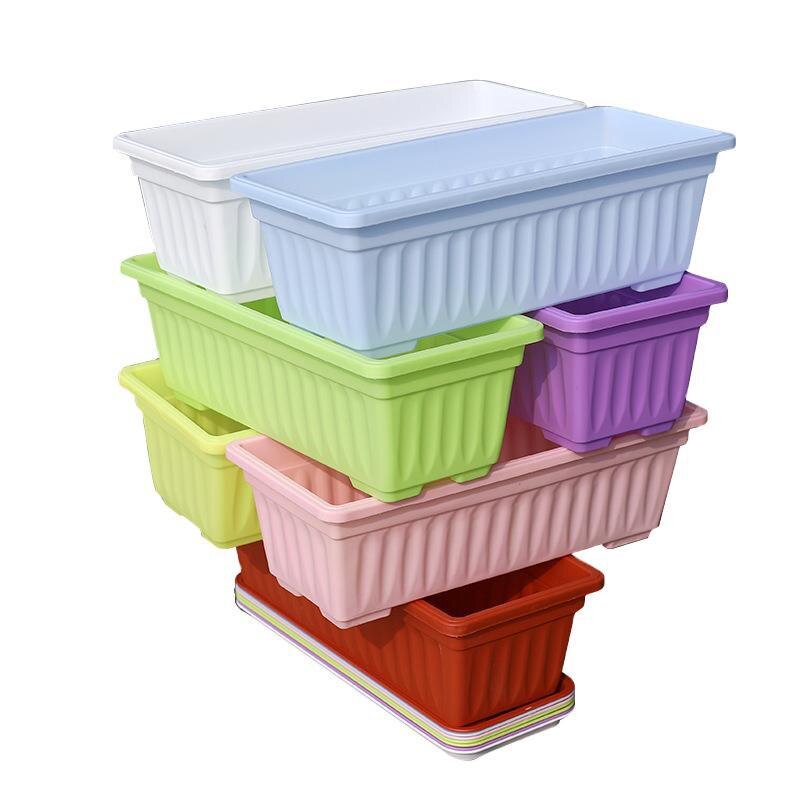 50x21x14cm plastikowe balkon warzywa koryta sadzarki gospodarstwa domowego sadzenia pudełka prostokątne doniczki z tacą doniczka