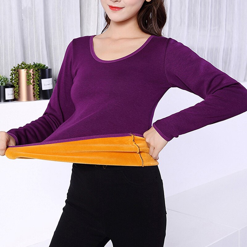 Sous-vêtements thermiques en velours à manches longues et col rond pour femme, vêtements à une seule couche, sous-vêtements pour l'hiver, bas pour Thermos, 2XL