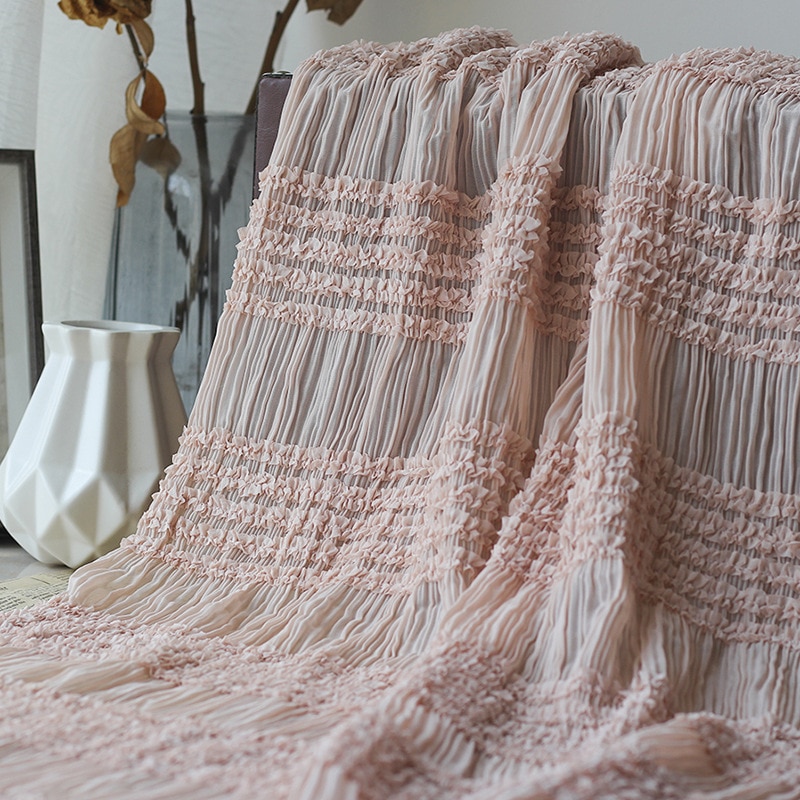 Chiffong krok broderad randigt rynkigt tyg fairy style bröllopsklänning stretch tyll tyg