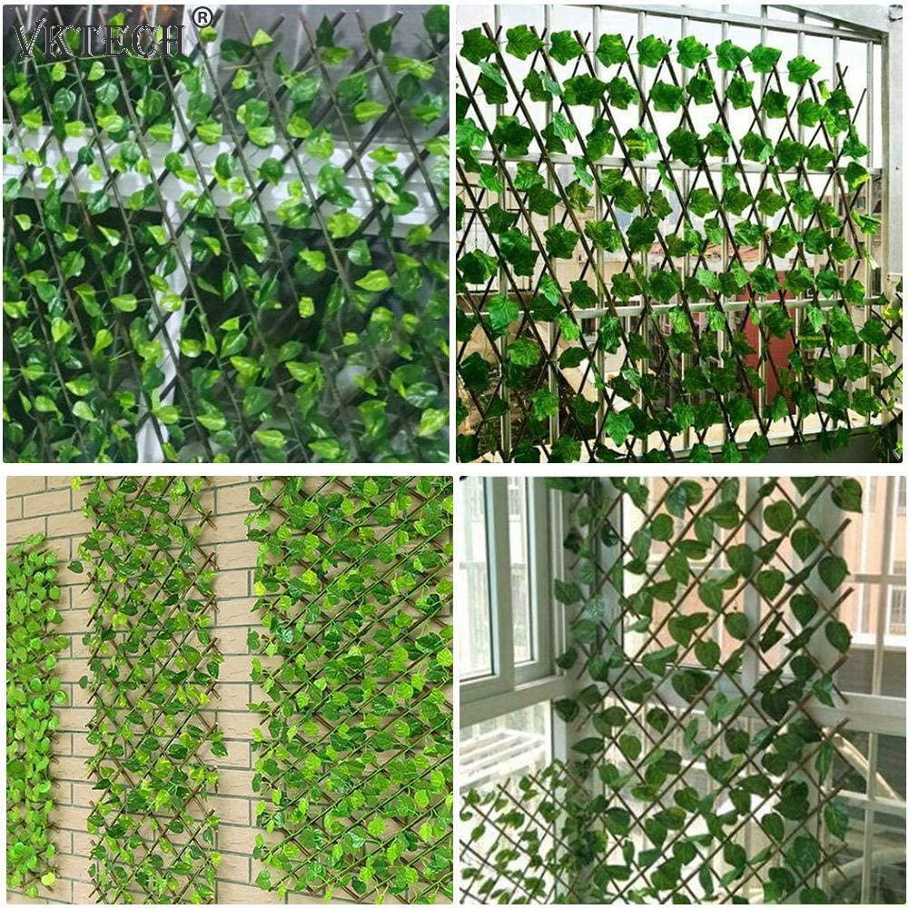 Simulation Fence Artificial Green Leaf Home Garden Yard Decor Wooden Telescopic Fence Climbing Frame Plants Home Ornament