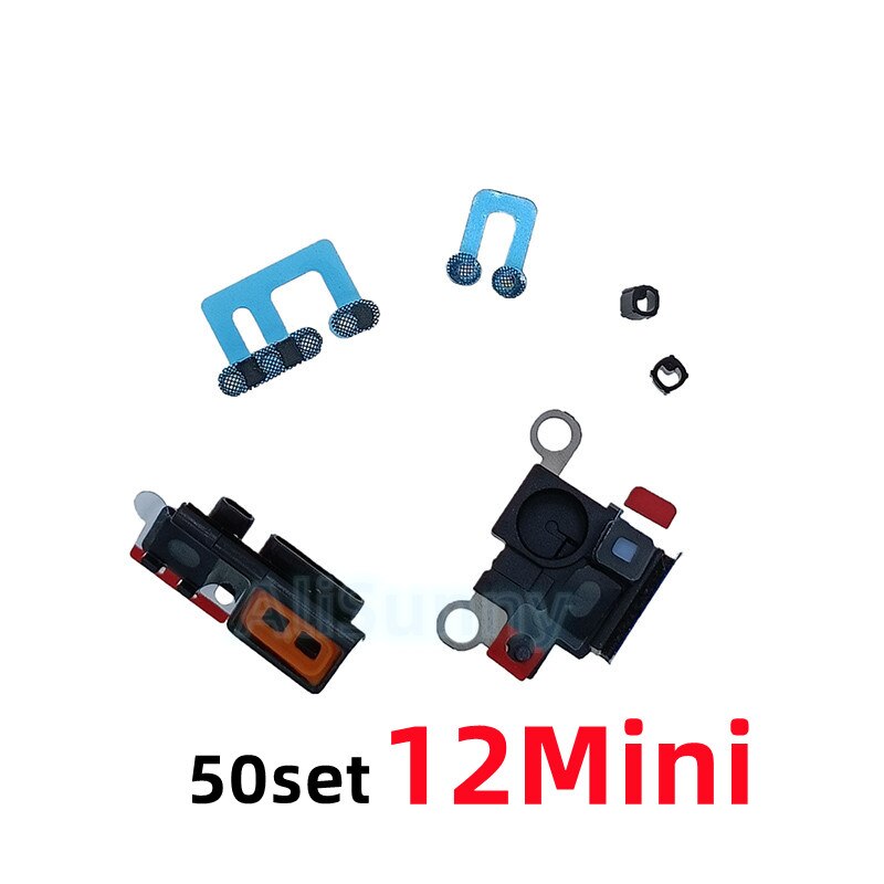 AliSunny 50Set głośnik + Mic Mesh samoprzylepna naklejka na iPhone 6 6S 7 Plus lewa + prawa siatka przeciwkurzowe ucho ekran dotknij klej: 50x for 12Mini