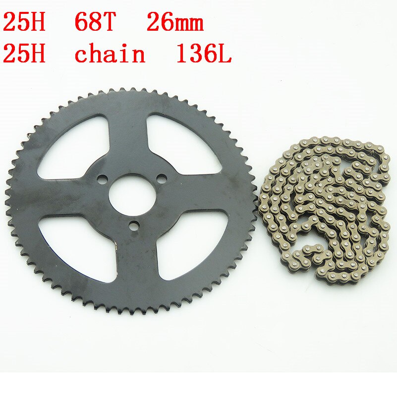 Good 25H 68T tooth 29mm rear Sprocket + 25H Chain 136L Links For 2 Stroke 47cc 49cc Mini moto Pocket Bike ATV Quad: Army Green