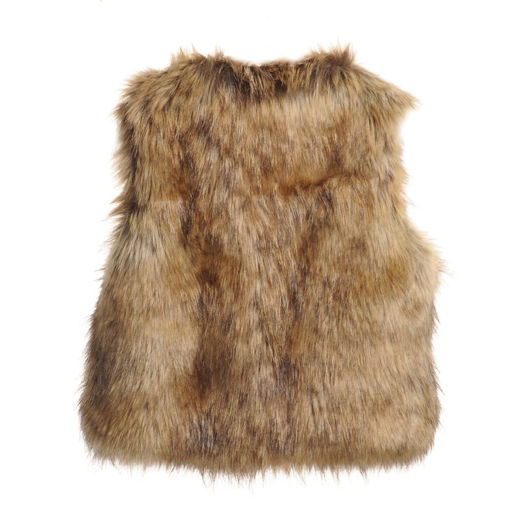 freundlicher Mädchen Faux Pelz Weste Baby Mädchen Herbst Winter Dicke Warme Lange Fuchs Pelz Kleidung Weste freundlicher Feste V-ausschnitt westen