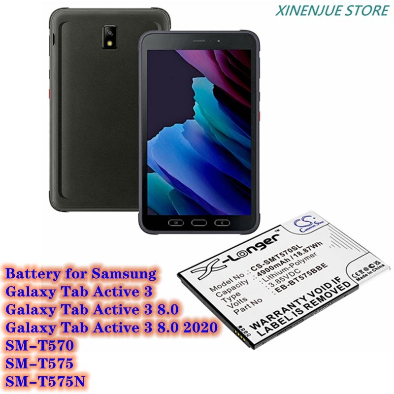 Batterie de tablette 3.85V/4900mAh/5200mAh, pour Samsung Galaxy Tab Active 3, EB-BT575BBE,GH43-05039A, SM-T570,SM-T575,SM-T575N