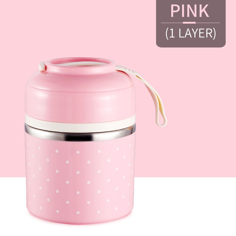 Leuke Japanse Thermische Lunchbox Lekvrije Rvs Bento Box Kids Draagbare Picknick School Voedsel Container Keuken Benodigdheden: Pink 1 Layers