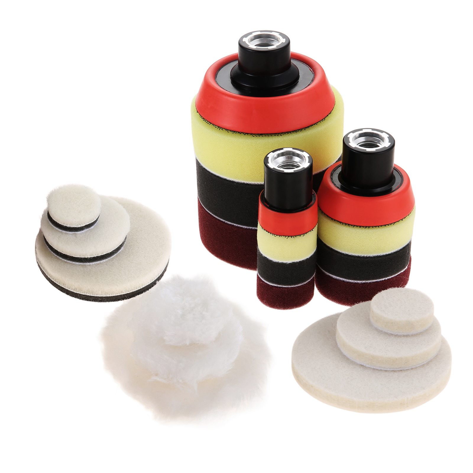 DRELD 7 Pcs 1/2/3 Inch Drill Buffing Polish Pad Polishing Kit with M14 Tray Detail Waxing Sponge Car Buffer Polisher for Polish