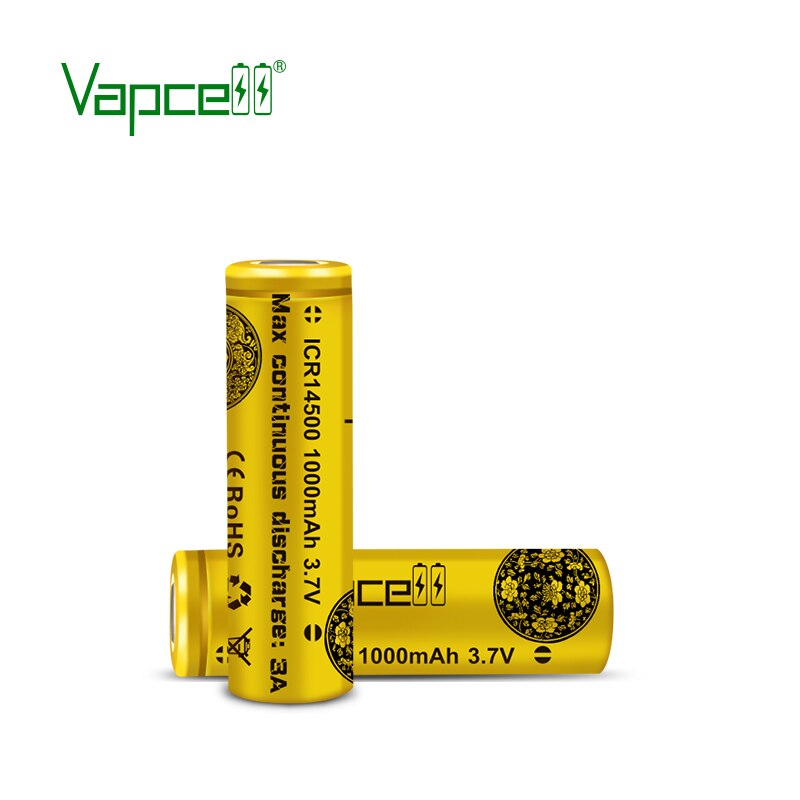 2pcs Vapcell 14500 battery 1000mah 3A mini lithium battery ICR14500 14500p For flashlights small power tools