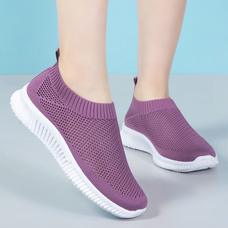 Baskets pour femmes, chaussettes respirantes, chaussures décontractées, Tennis, maille, chaussures de Sport, plates, Plus 41, été, 2022