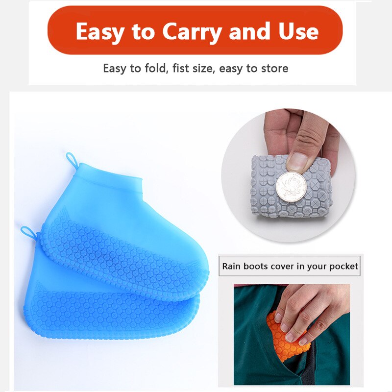 1Pc S/M/L Reusable Silicone Shoe Cover Waterproof Rain Shoes Covers Outdoor Camping Slip-resistant Rubber Rain Boot Overshoes