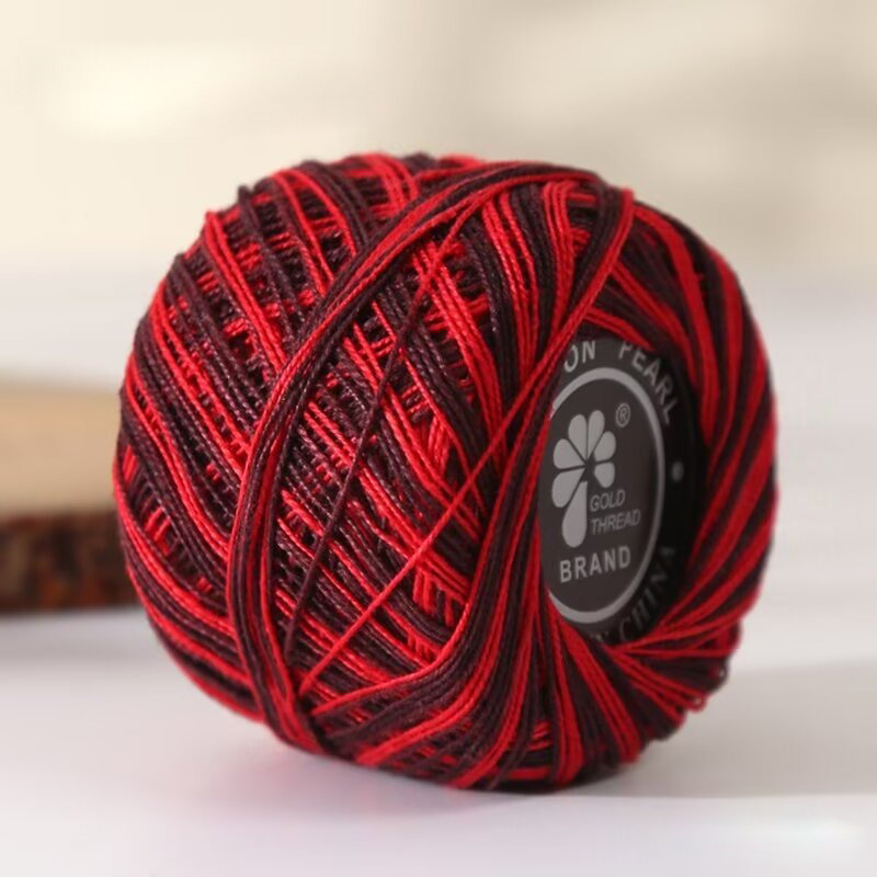 Rollo de hilo de encaje para ganchillo, suministros de costura para bordado teñido, acolchado, tamaño 5, 20g: CREMA DE ORO