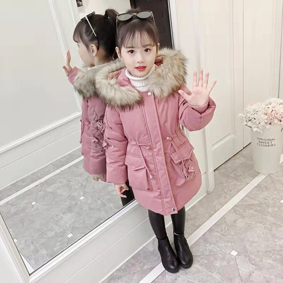 Children Winter Girls Down Cotton Parka 3 Colors Kids Girl Hooded Coat Thicken Parkas Cotton-padded Outerwear Jackets: 2 / 8