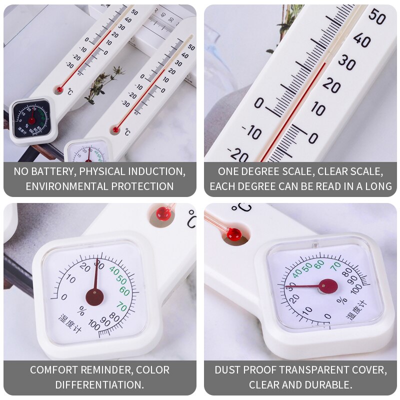 Vertical Thermometer&Hygrometer In/Outdoor Temperature Humidity Monitor Gauge thermometer glass rod temperature&humidity meter