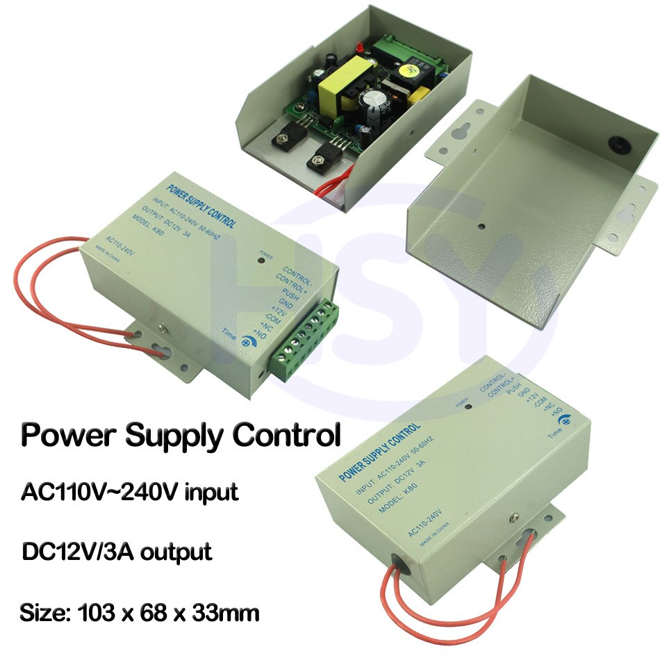 Hsy metalen behuizing touch toetsenbord standalone controller lezer rfid em kaart enkel deur toegangscontrolesysteem met 10 stuks gratis sleutelhangers: Voeding