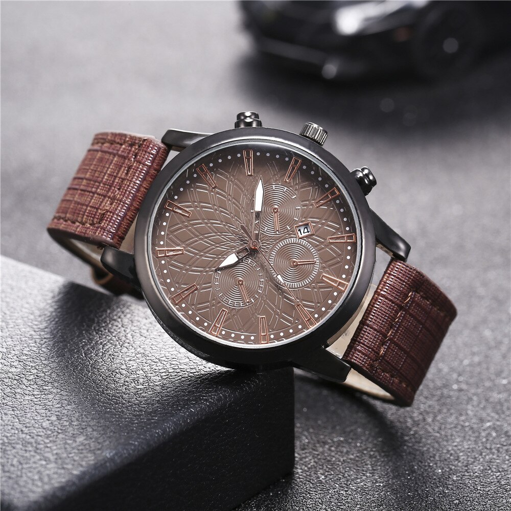 Mannen Quartz Retro Vintage Mode Trend Horloge Business Casual Riem Pols-Horloge Lederen Gesp