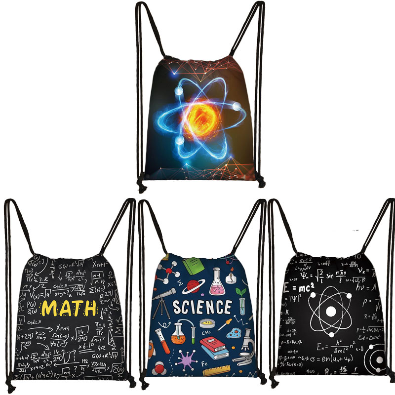 Interest Math Physics Formula Print Bundle Pocket Women Softback Mathematical Formula Girl Boy Storage Bag Fort Travel Bookbags