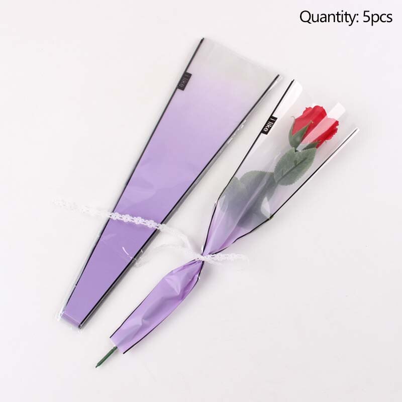 Ramo de flores transparente de plástico rosa, bolsa Opp de embalaje Floral, para el Día de San Valentín, por Uds.