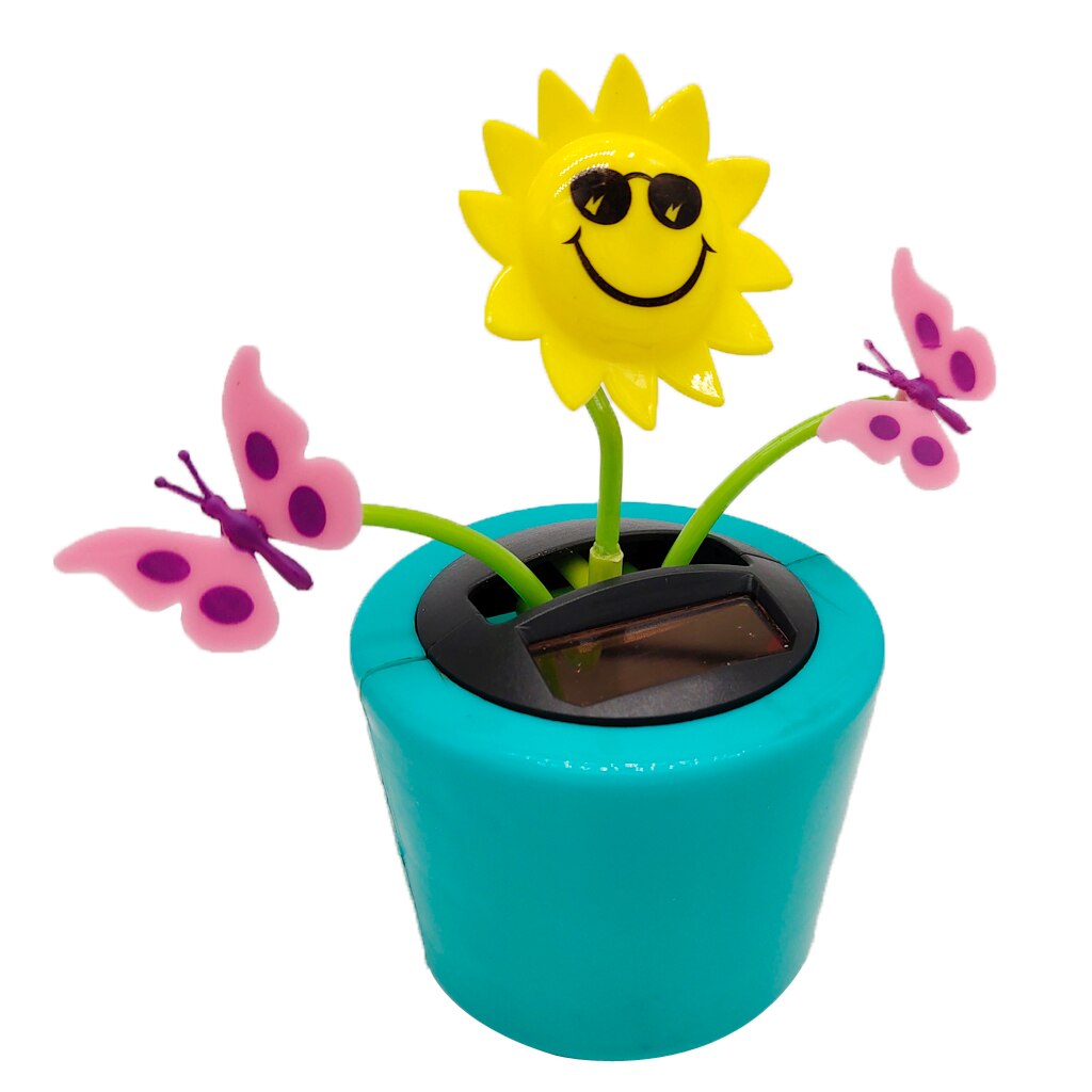 Op zonne-energie werkende bloem, insectenschuddende pop, speelgoed, huisdecoratie, auto, ornament, bloempot, vlinder en zonnebloem