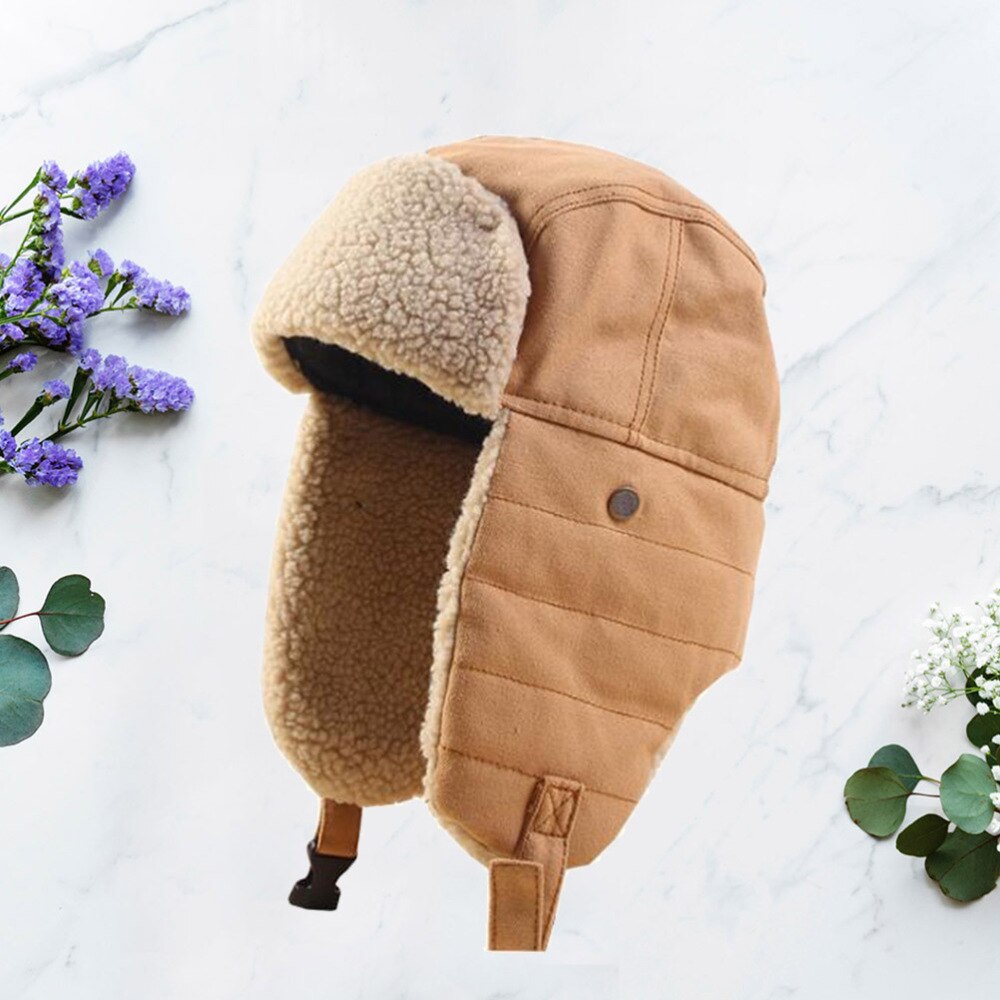 Lei Feng Hat - Unisex Winter Riding Cap - Adjustable Ear Flap for Cycling Skiing - Khaki