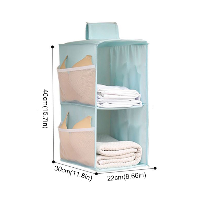 Multi-Layer Hanging Closet Organizer Hanging Bag/Shelf Foldable For Bra Storage Bag Socks Clothes Storage Organizer Hanging Bag: light yellow