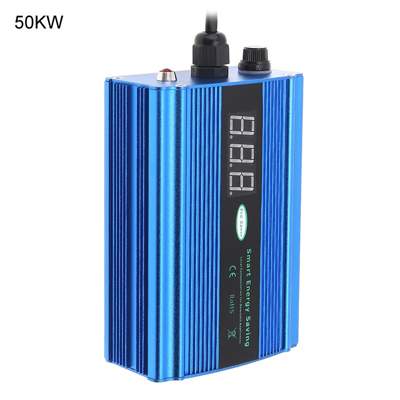 Intelligent Energy Saver 90-265V 50KW Power Electricity Saving Box EU/US Plug Factor Electricity Bill Killer Up To 35% for Home: US Plug / Dark Blue 50KW