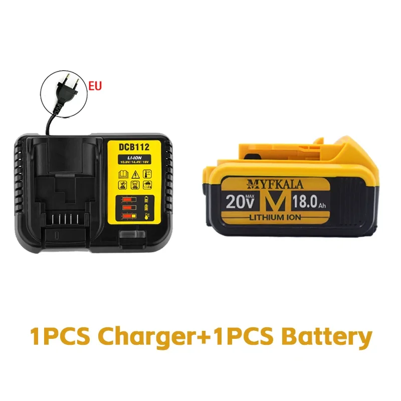 2024 100% Originele 20 V 18000 mAh Lithium batterij Vervangende Batterij Voor Dewalt DCB184 DCB200 DCB182 DCB180 DCB181 DCB182 DCB201: YELLOW