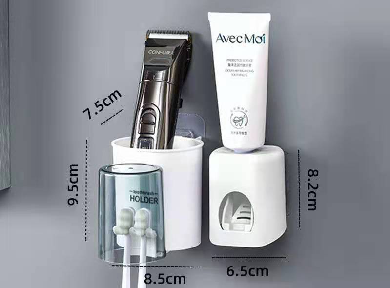 Tannbørsteholder veggsett tannbørstekopp munnskyllekopp tannkrempressetannkopp husholdningsvaskbordhylle: 1 rader - ekstruder