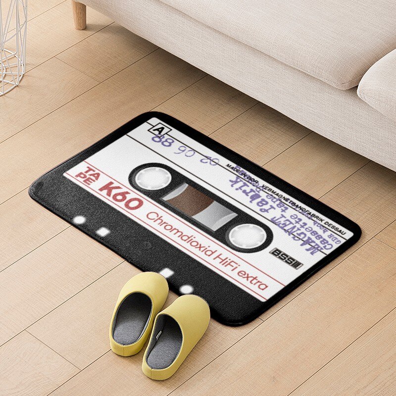 Felpudo antideslizante con cinta musical para decoración de puerta, Alfombra de franela gruesa con patrón de tendencia de Hip-hop, para baño y sala de estar: style10