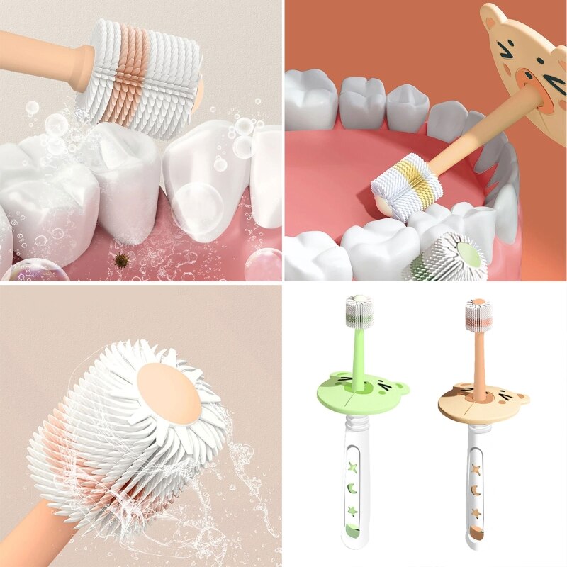 Spazzolino da denti a rotazione libera a 360 gradi per bambini spazzolini da denti a setole morbide 85DE