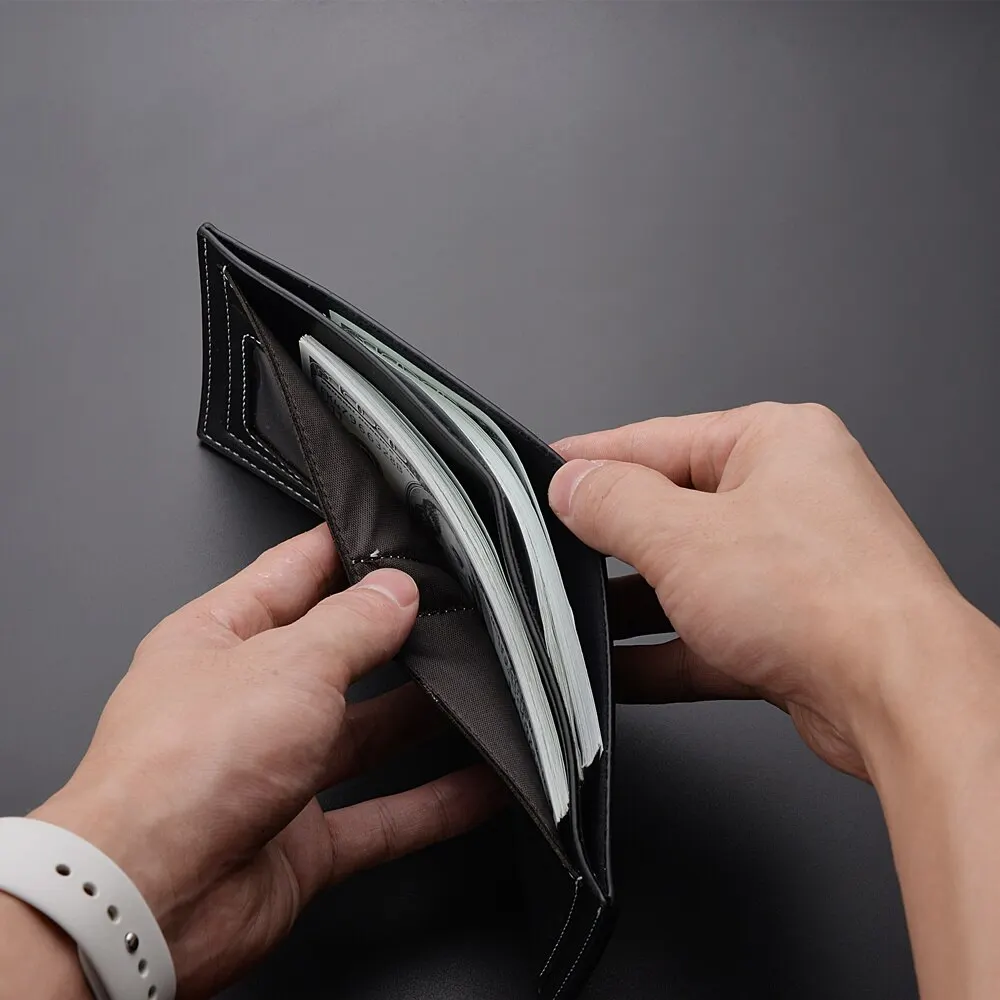 Pu lær menn kort lommebok tynn stil sammenleggbar unge menn kredittkortholder lommebok carteras plegables para hombre carteira