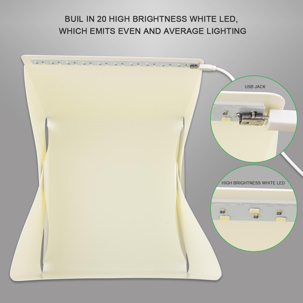 Mini Foldinglightbox Fotografie Studio Softbox Led Light Camera Foto Achtergrond Foto Studio Lightbox Tent Kit Voor Dslr Camera