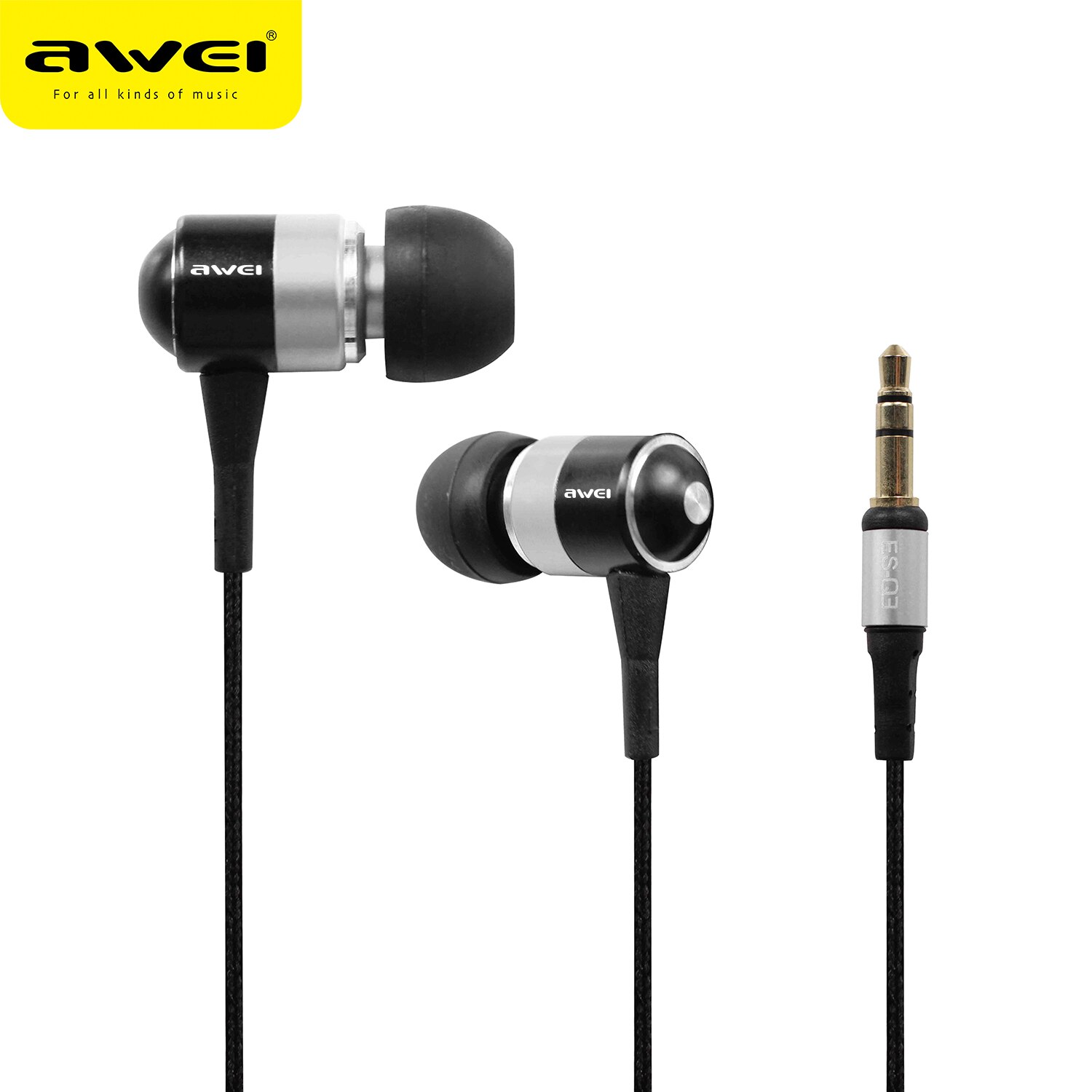 Awei ES-Q3 Wired Earphone For iPhone Samsung Earbuds Stereo Headset Super Bass In-Ear Auriculares Earphones