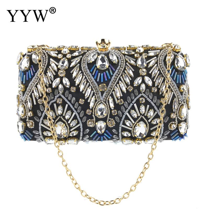 CORIOS Avond Clutch Bag voor Vrouwen Vintage Kralen Pailletten Handtas Bruids Bruiloft Portemonnee, Zwart, Large