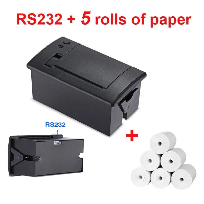 mini 58mm termiczna terminal POS biletów wbudowany drukarki maszyna yazici Impressora Termica TTL RS232 dla Arduino z systemem android 5-9v 2A: RS232 5 papier