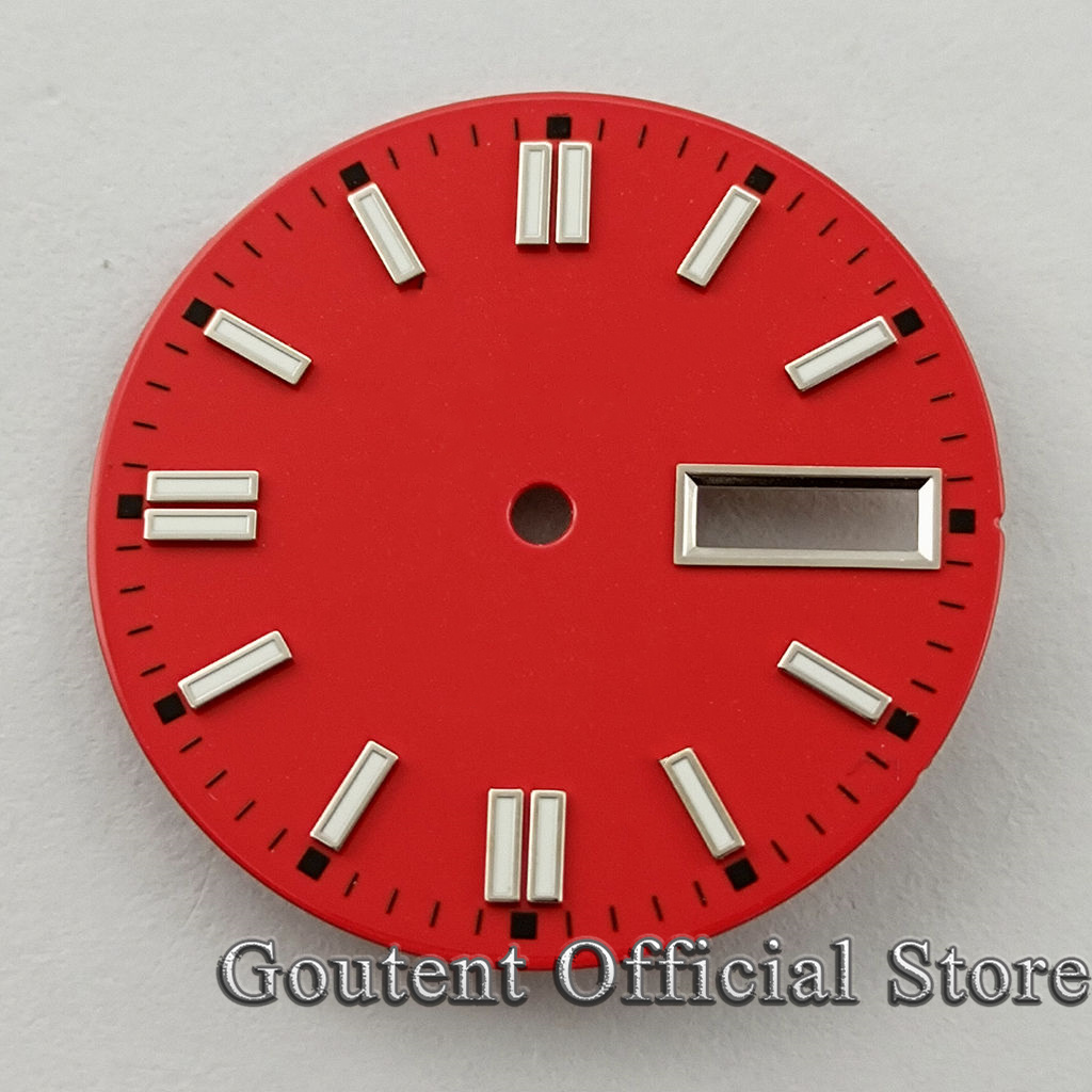 7 Soorten 29Mm Steriele Groen/Geel/Rood Horloge Wijzerplaat Voor Heren Horloge Groene Lichtgevende Fit Voor NH36 NH36A Beweging: NO.5-red