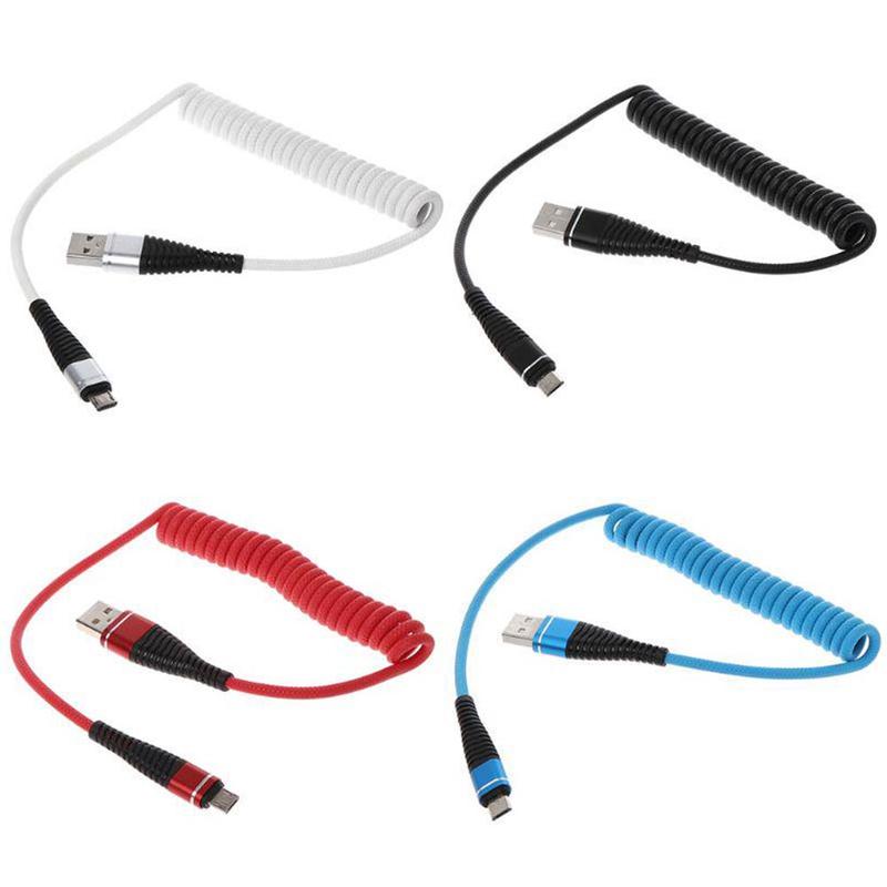 Spring Coiled Data Cable Retractable Fast Charging Cable Micro USB Wire Data Connect Charging Type C 1.2m I3Y9