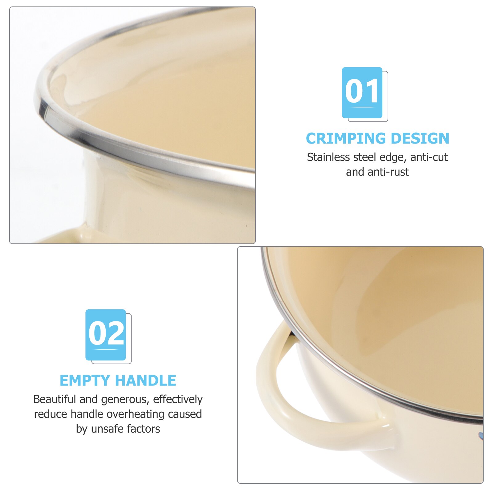 Kitchen Stockpot Enamel Cooking Pot Binaural Soup Pot Home Cooking Utensil