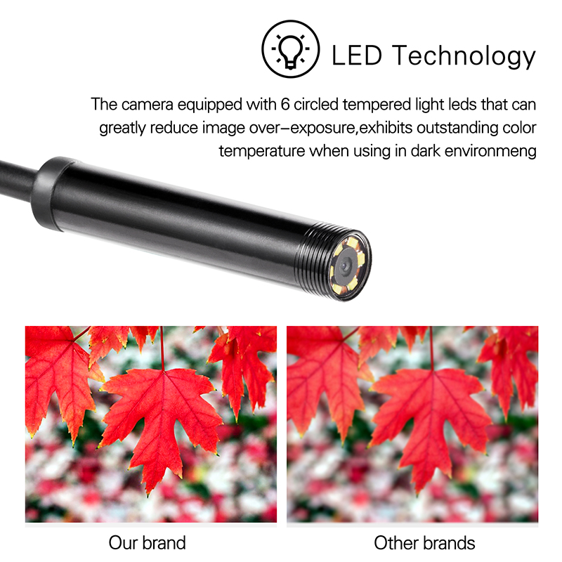 Cámara endoscópica de 7mm, Micro USB OTG tipo C, impermeable, 6 LEDs ajustables, boroscopio de Inspección, para teléfono Android y ordenador