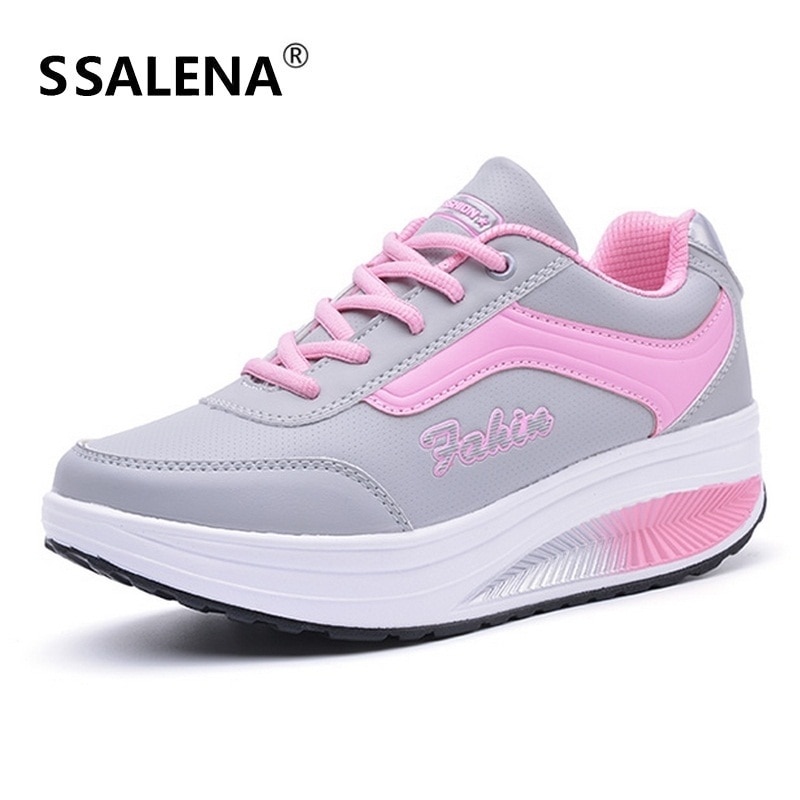 Women Fitness Slim Swing Sneakers Height Increasing Toning Shoes Ladies Lace Up Breathable Single Sneakers #B2127