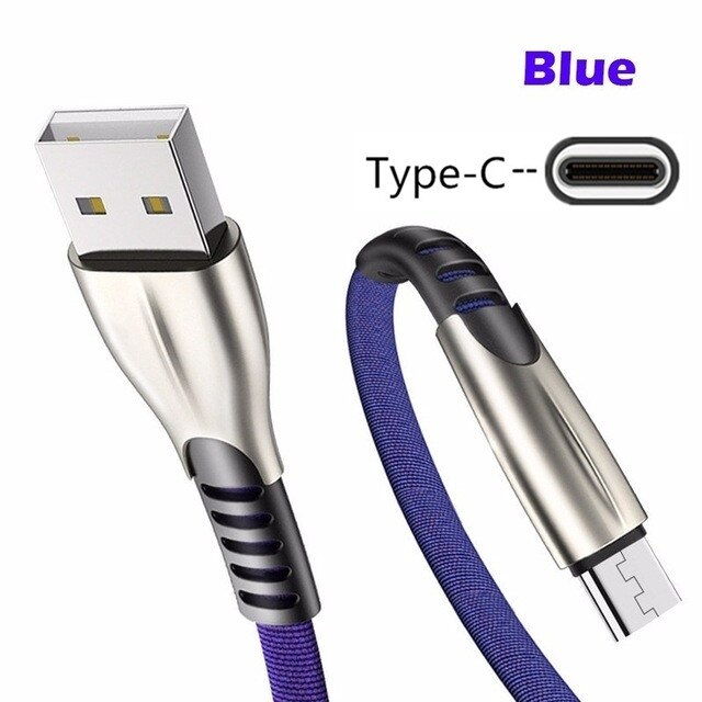 Eu-wandcontactdoos usb-lader 3a snel opladen type c-datakabel voor huawei p smart z  p20 p30 lite mate 20 10 honor 8 9x 30 pro-telefoon: Alleen blauwe 1m kabel