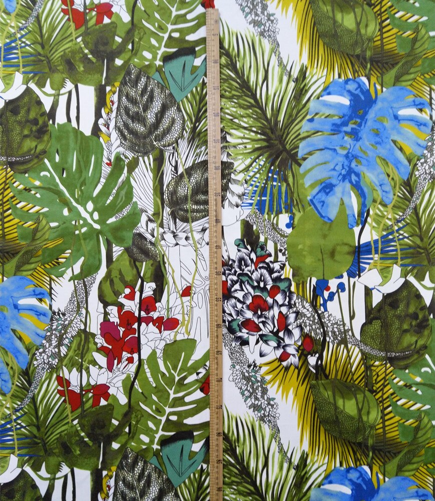 Tropisk plante blade udskriv polstring fløjlsofa lænestol ottaman sengebord sofa interiør stof dekorativ klud 140cm bredde