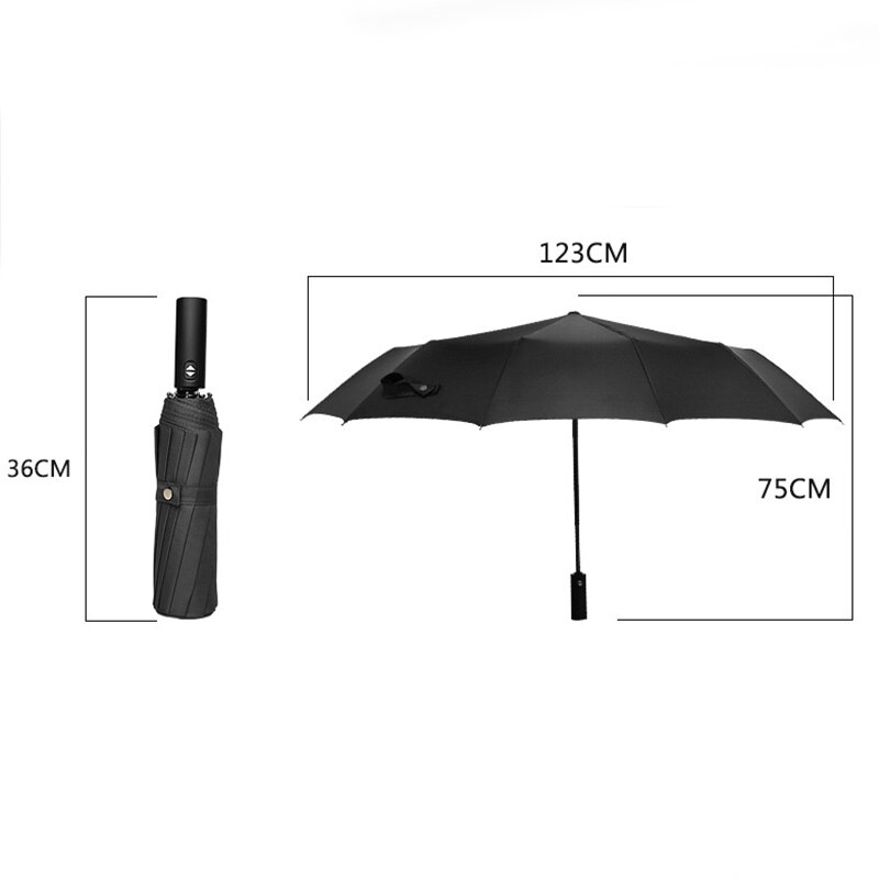 Folding Fully-automatic Umbrella 12 Bone Weatherproof Umbrella Men's Business Automatic Rainy Advertising Umbrellas arc 123cm