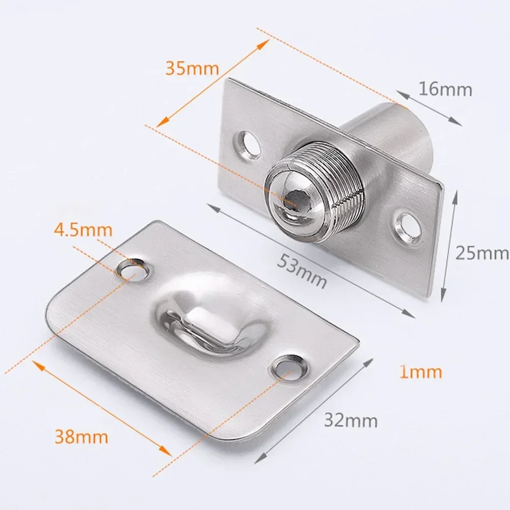 Door Catch Stainless Steel Adjustable Roller Ball Door Spring Catch Lock Internal Latch Set Closet Door Ball Catch