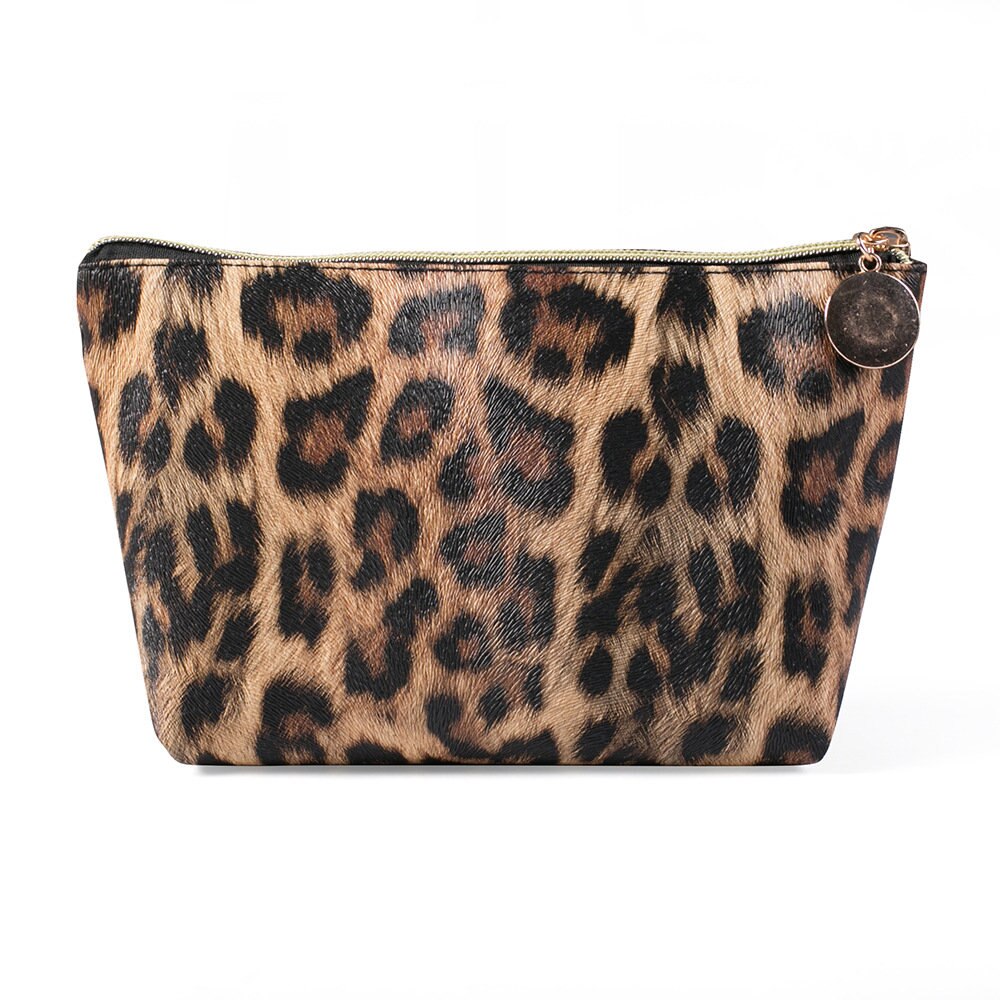 Material de oficina para escuela, , estuche para lápices de leopardo, bolsa de cosméticos Kawaii de PU, caja de lápices de arte portátil, almacenamiento de papelería: Leopard-Light2